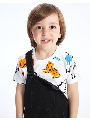 LC Waikiki Lcw Baby Bisiklet Yaka Kısa Kollu Baskılı Erkek Bebek Tişört