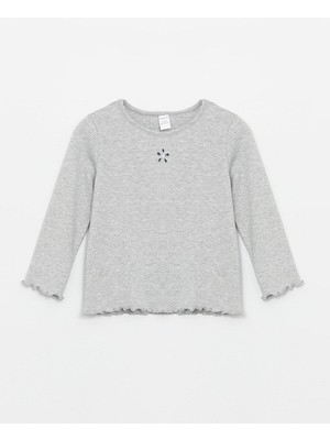 LC Waikiki Lcw Baby Bisiklet Yaka Uzun Kollu Kız Bebek Tişört