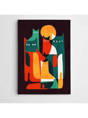 Dekolata Kediler Modern Sanat Kanvas Tablo