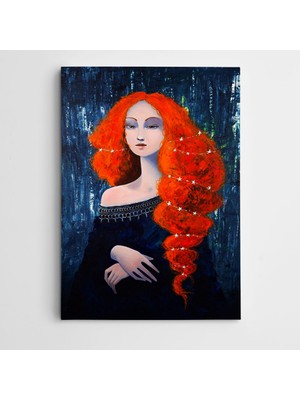 Dekolata Turuncu Saçlar Modern Sanat Kanvas Tablo