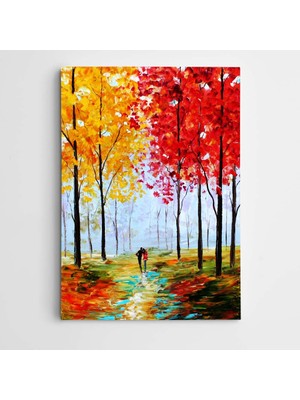 Dekolata Sonbahar ve Sevgililer Modern Sanat Kanvas Tablo