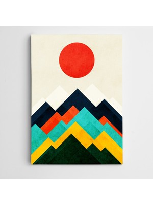 Dekolata Dağlar ve Güneş Modern Sanat Kanvas Tablo