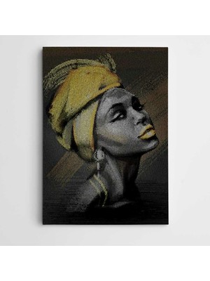 Dekolata Afrikalı Kadın Modern Sanat Kanvas Tablo