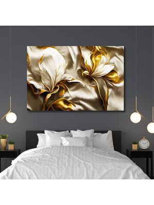 Gaagart Tekli Yatay Kanvas Duvar Tablosu Saten Görünümlü Çiçek Tasarımı