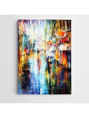 Dekolata Sokakta Yağmur Modern Sanat  Kanvas Tablo
