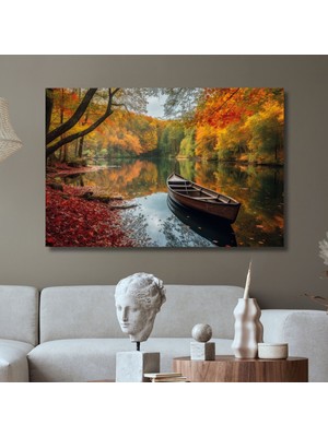 Gaagart Tekli Yatay Kanvas Duvar Tablosu Sandal ve Natural Göl Manzarası