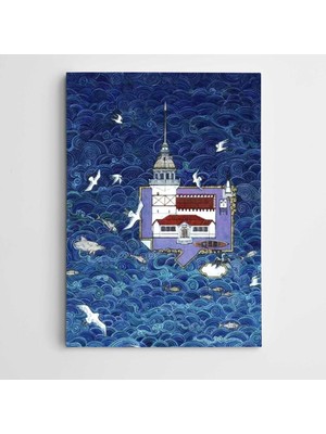 Dekolata Kız Kulesi ve Martılar Sanat Kanvas Tablo