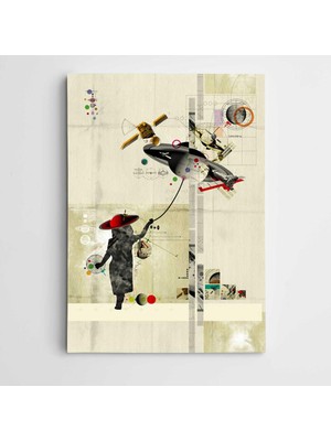 Dekolata Kız Çocuğu ve Ufo Modern Sanat Kanvas Tablo