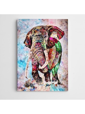 Dekolata Fil Renkler Modern Sanat Kanvas Tablo