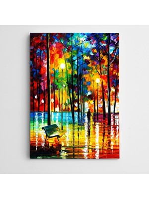 Dekolata Bank ve Ağaçlar Modern Sanat Kanvas Tablo