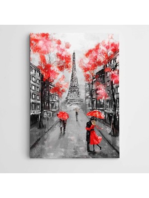 Dekolata Şemsiyeler ve Paris Modern Sanat Kanvas Tablo