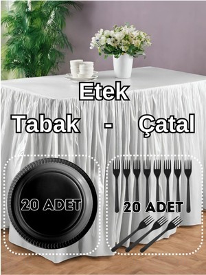 Parti Baskı Masa Eteği - Tabak - Çatal