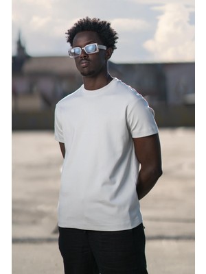 Akçaylar Bisiklet Yaka %100 Pamuklu Basic Oversize (Geniş Model) T-Shirt