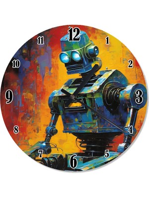 Tablomega Sevimli Robot Baskılı Duvar Saati