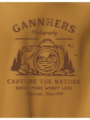 Gannhers Capture Hardal Sarı Oversize T-Shirt %100 Pamuklu Unisex Tişört