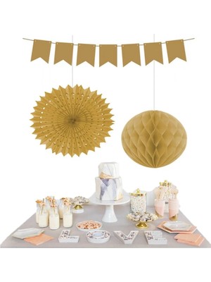 Tüftürük Kikajoy Üçlü Dekorasyon Seti Altın Doğum Günü Süsü 748596