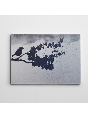 Dekolata Özgür Kuş Siyah Beyaz Kanvas Tablo