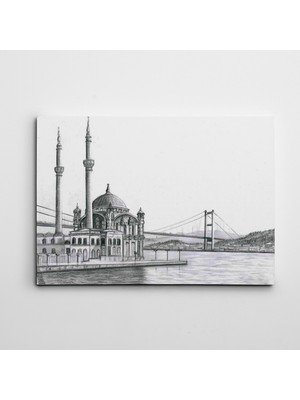 Dekolata Ortaköy Siyah Beyaz Kanvas Tablo