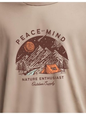 Gannhers Peace Of Mind Taş Rengi Oversize T-Shirt %100 Pamuk Unisex Tişört