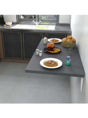 Ossa Duvara Monte Katlanır Masa Mutfak Masası Çalışma Masası Antrasit