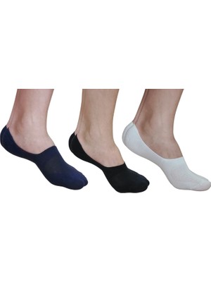 Eyon Socks Bambu Erkek Babet Çorap, Dikişsiz, Kaydırmaz Silikonlu Topuk 12'li Paket-4 Siyah 4 Beyaz 4 Lacivert