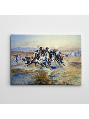 Dekolata Savaş ve Atlar  Kanvas Tablo