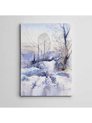 Dekolata Kış ve Köy Mini Kanvas Tablo