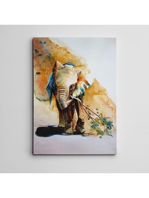 Dekolata Fil ve Ağaç Dalı Mini Kanvas Tablo