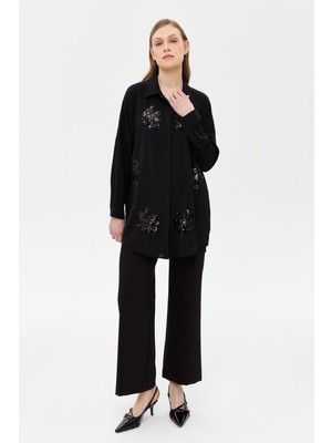 Accort Pul İşleme Detaylı Gömlek-SİYAH