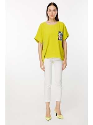 Accort Cebi Baskı Detaylı Bluz - Fıstık Yeşili