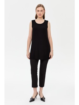 Accort Kolsuz Basic Tunik Tişört - Siyah