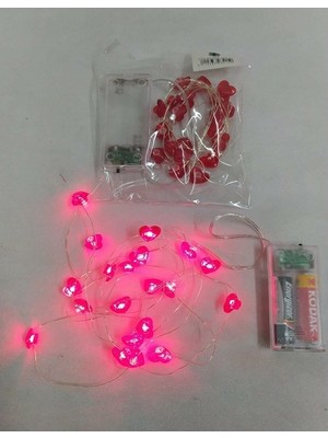 Nedi Kalpli Kırmızı LED Işık Pilli 2m 20LI
