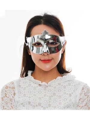 Go İthalat Gümüş Renk Kostüm Partisi Ekstra Parlak Balo Maskesi 15x10 cm