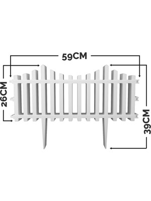Lefty Dekoratif Bahçe Çiti Plastik Kırılmaz Beyaz Çit 59 cm Tek Peyzaj Çiçek Koruma Çiti