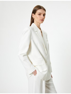 Koton Oversize Blazer Ceket Keten Karışımlı