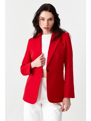 Select Moda Kadın Siyah Düğme Detaylı Blazer Ceket