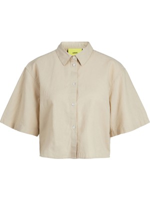 JJXX Jxlulu  Ss Cropped Lınen Blend Shırt Wvn Kadın Bej Kk Gömlek - 12231335
