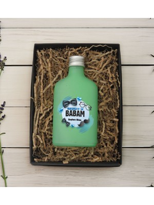 Bk Gift Kişiye Özel Isimli Baba Temalı Yeşil Tasarım Cam Şişede 200 ml Kolonya-9, Babaya Hediye, Babalar Günü Hediyeleri, Hediyelik Baskılı Kolonya