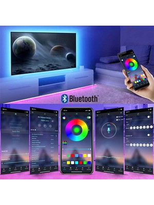 Hero Led 3 mt USB Tv Monitör Arkası Bluetooth Rgb Şerit LED Set 16 Renkli Dekoratif Aydınlatma