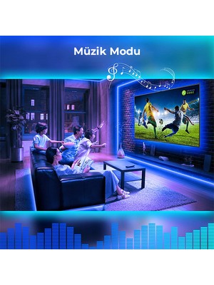 Hero Led 3 mt USB Tv Monitör Arkası Bluetooth Rgb Şerit LED Set 16 Renkli Dekoratif Aydınlatma