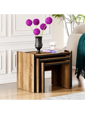 Ceramical ZG4 3'lü Zigon Sehpa - Ceviz