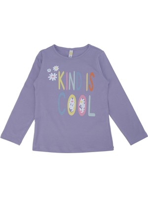 Bebelop Kız Çocuk Kind Cool Yazı Baskılı Çiçekli Kız Sweat Uzun Kol