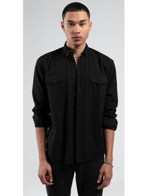 JSCO Erkek Çift Cep Kapaklı Slim Fit %100 Pamuk Gömlek