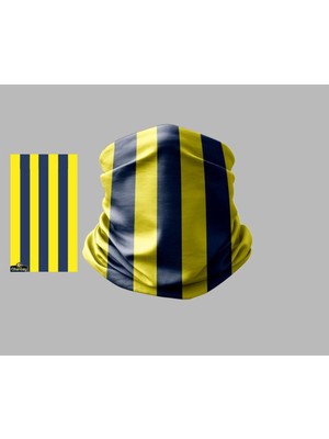 Buffalo Sarı Lacivert Tasarımlı Motorcu Çok Amaçlı Outdoor Boyunluk Unisex Bandana