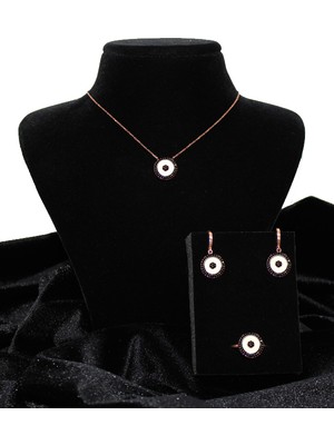 Gizem Gümüş 925 Ayar Gümüş Mineli Kolye Küpe Yüzük Takı Seti