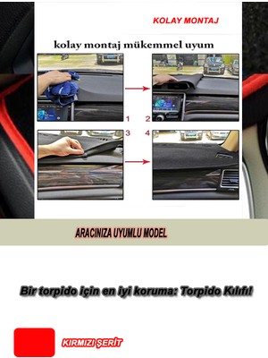 Kumraldede Honda Cıty (2002-2007) Modeller Için Uyumlu 3D Ön Göğüs/torpido Koruma - Kırmızı Şerit