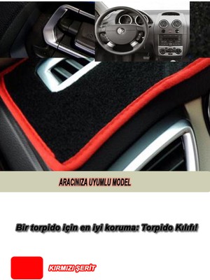 Kumraldede Skoda Rapıd (2012-2017) Modeller Için Uyumlu 3D Ön Göğüs/torpido Koruma - Kırmızı Şerit