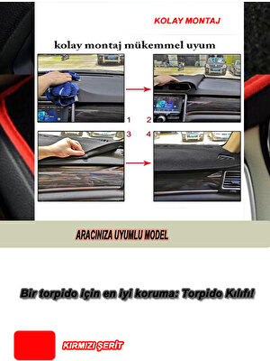 Kumraldede Ford Focus 2,5 Kapaklı (2008-2010) Modeller Için Uyumlu 3D Ön Göğüs/torpido Koruma - Kırmızı Şerit