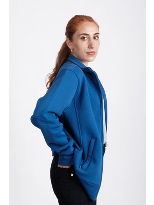 B&S Uniforma Unisex Sweatshirt, Mavi, Dik Yaka, Fermuarlı