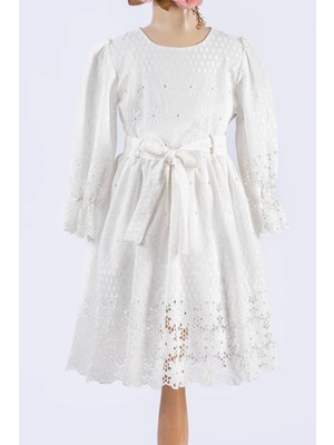 Tivido Uzun Kollu Fisto Kumaş Kız Çocuk Elbisesi